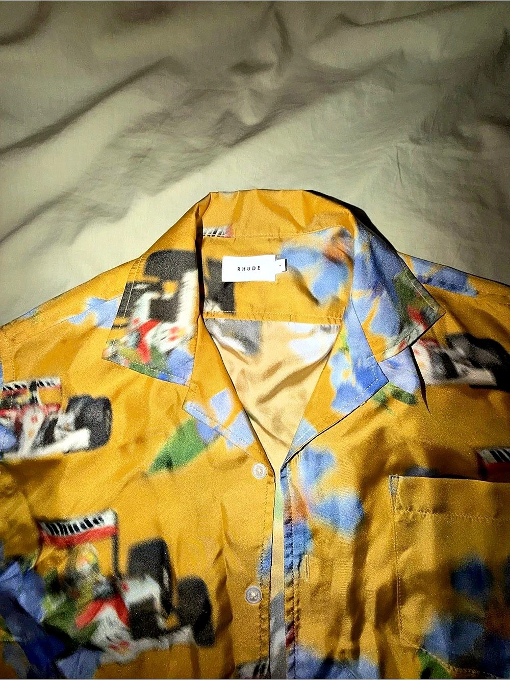 Floral Casual Button Down in Yellow & Blue Like New